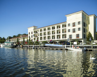 Delamar_G_RearExterior-Water-Swan DELAMAR Greenwich Harbor