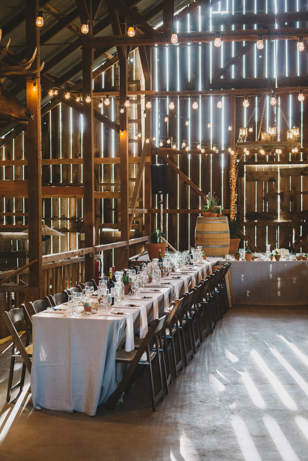 Long tables contribute to a warm family-like atmosphere.