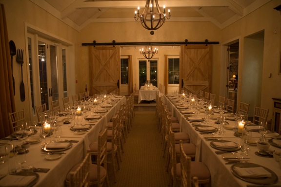 Dinner set in the main dining room