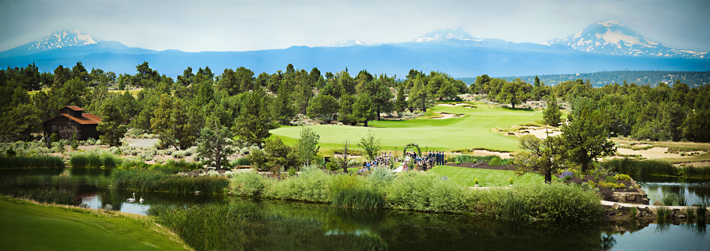 Event Island ceremony with cascade mountain views