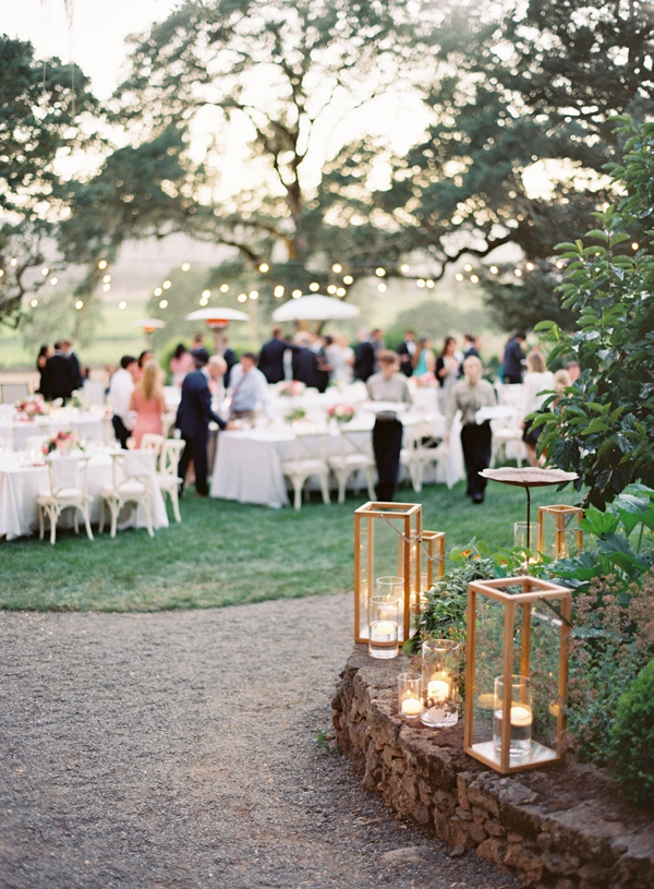 Dinner party surrounded by gardens and vineyards