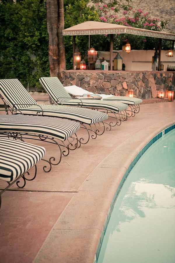 The bohemian hotel has pools for lounging, ideal for group getaways to the desert in Palm Springs.