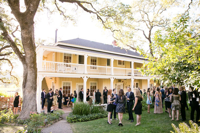 Cocktails on the lawn with the historic house in the backdrop