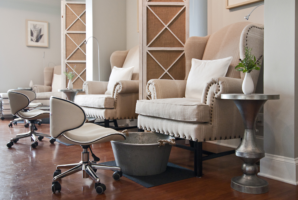 Pedicure Chairs at Fearington Village. Perfect for getting ready with your bridal party