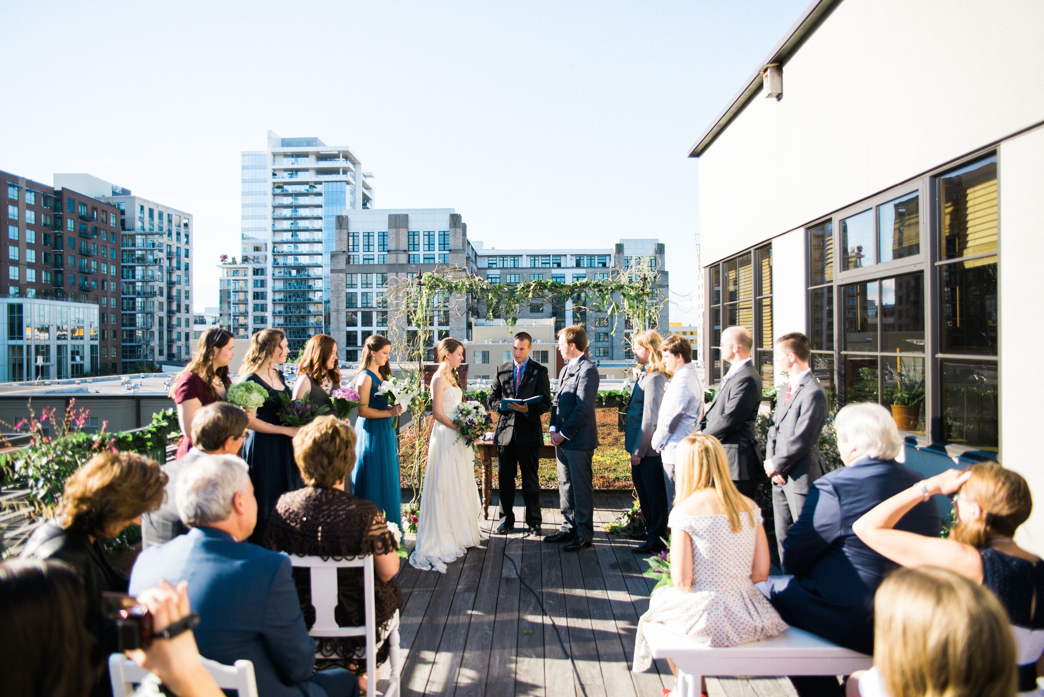 Rooftop Ceremony on a Sunny Summer afternoon