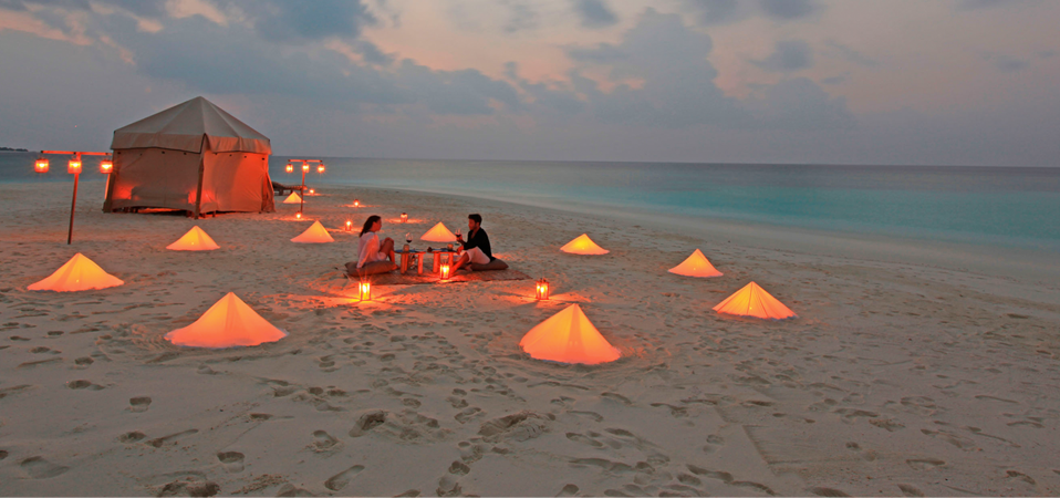 Romantic dinner on the beach