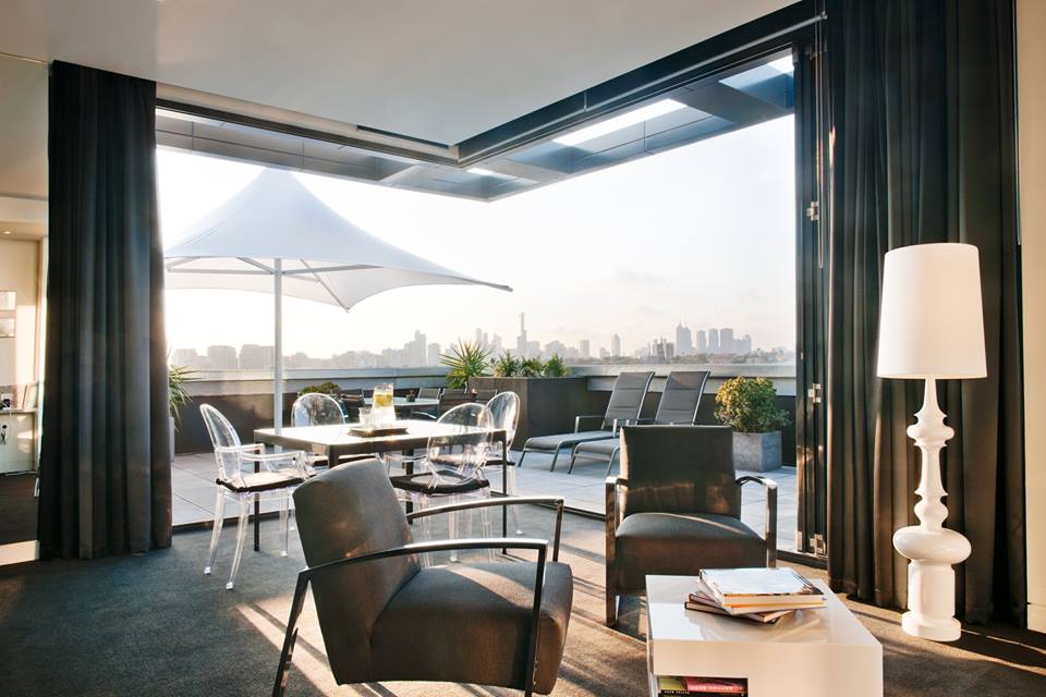 The penthouse opens up to its private rooftop space