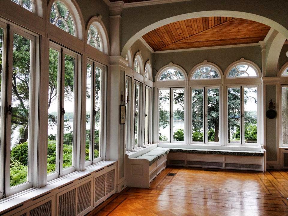 River view through these beautiful arched windows.