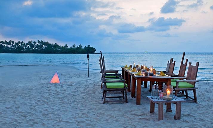 Private dining on the beach.