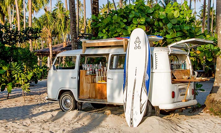 Refreshment van on the beach.
