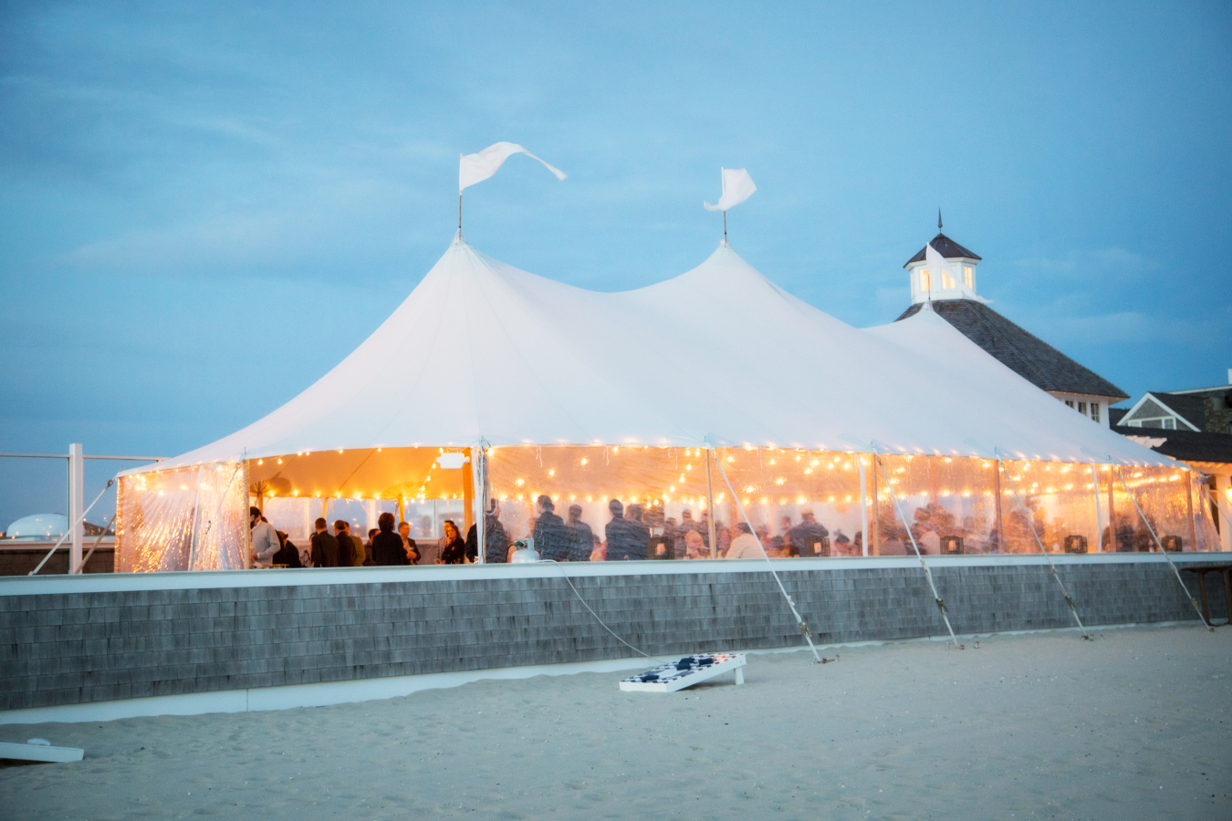 Dusk at the reception tent