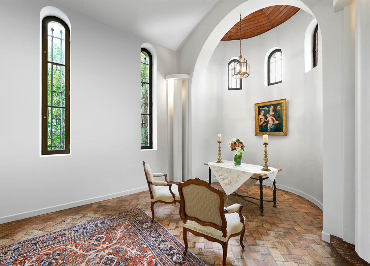 The onsite chapel is filled with history and ideal for intimate ceremonies.