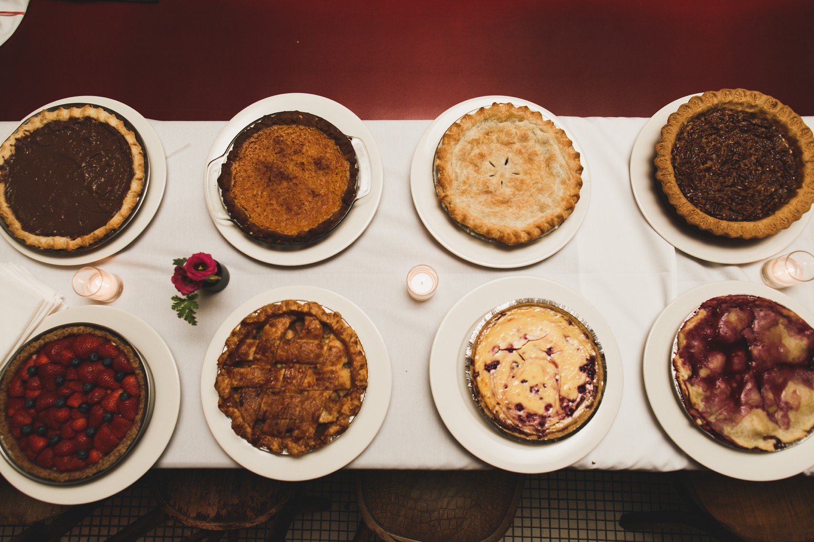 The pies were made by the guests and the groom.