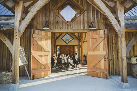 Peek into the barn reception.