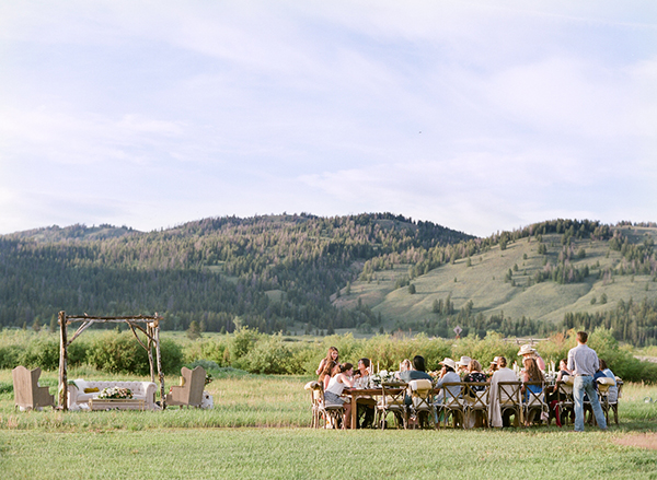 Event Planning & Design, Floral Design: Magnolia Ranch | Farm Tables, Chairs: Canvas Unlimited | Styling, Throws: Rocky Mountain Bride