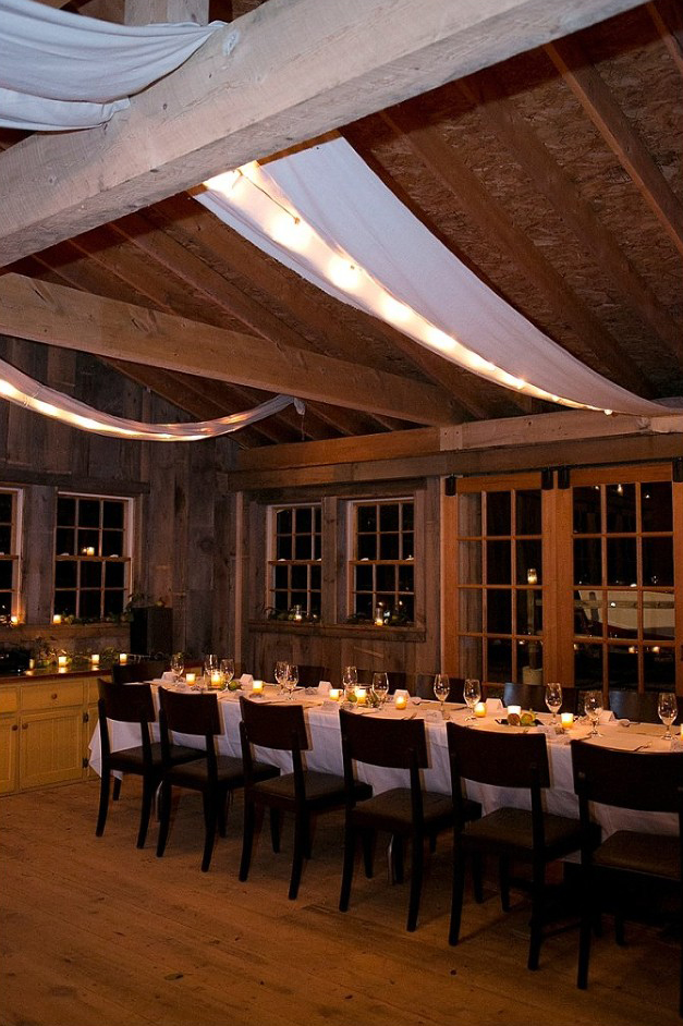 Farm to table dining experience inside the barn.