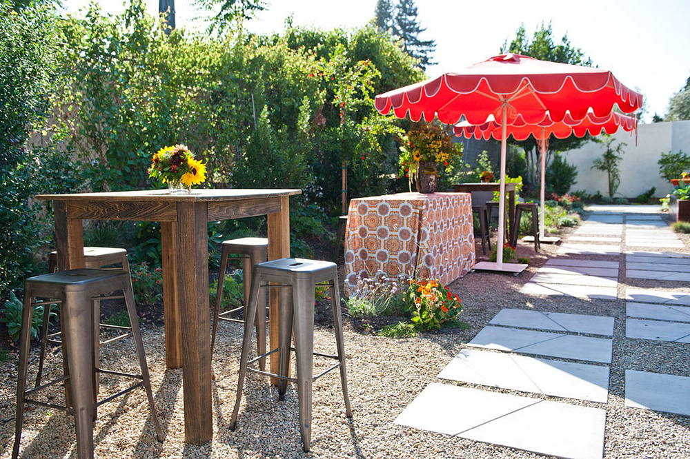 Our patio features a beautiful garden entrance leading to the main circular patio.