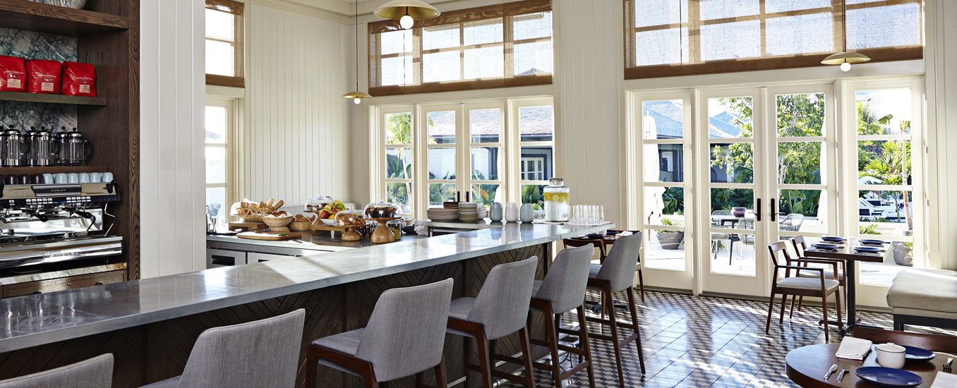 The Coffee Bar serves breakfast and lunch daily and features a fully stocked bar.
