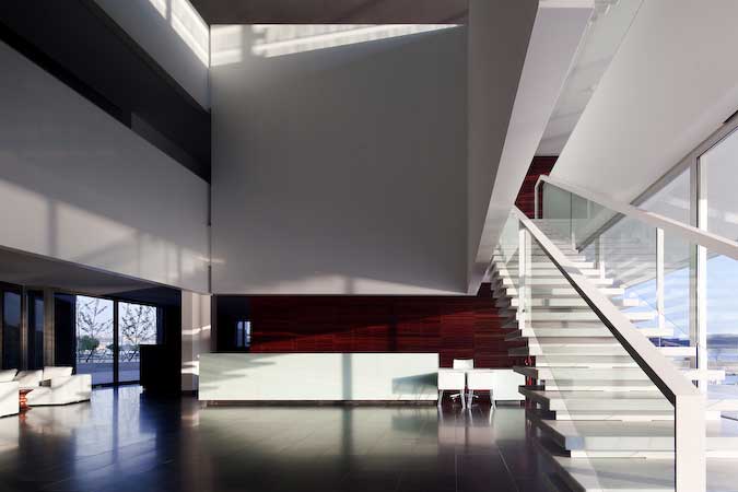 Two story lobby.
