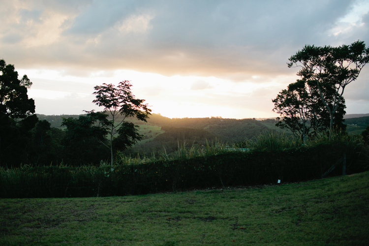 The sun sets over the magical "Enchanted Forest", and the mystical view of the hinterland valley giving you the most amazing photo's to cherish and your guests a sunset they will never forget.
