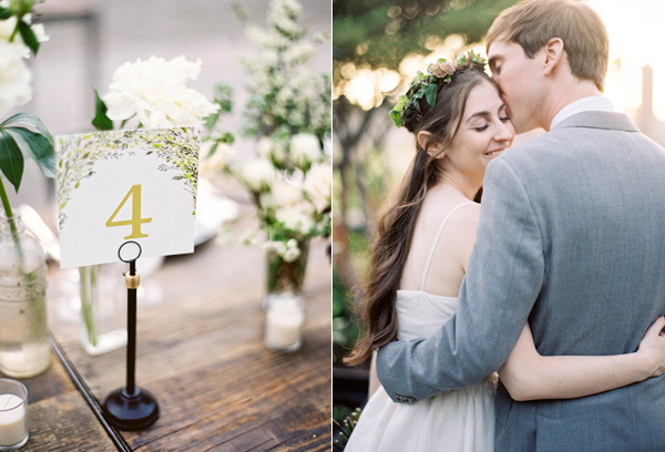 Floral Design and Flower Crown: Saipua | Rentals: Broadway Party Rentals and Patina Vintage Rentals