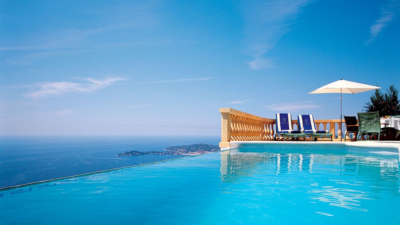 Turquoise cliff-edged pool.