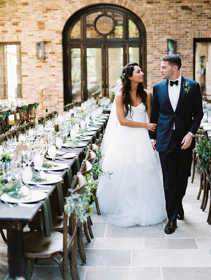 Event + Floral Design : Jaclyn Journey | Dress : Monique Lhuillier | Farm Tables : Essential Details