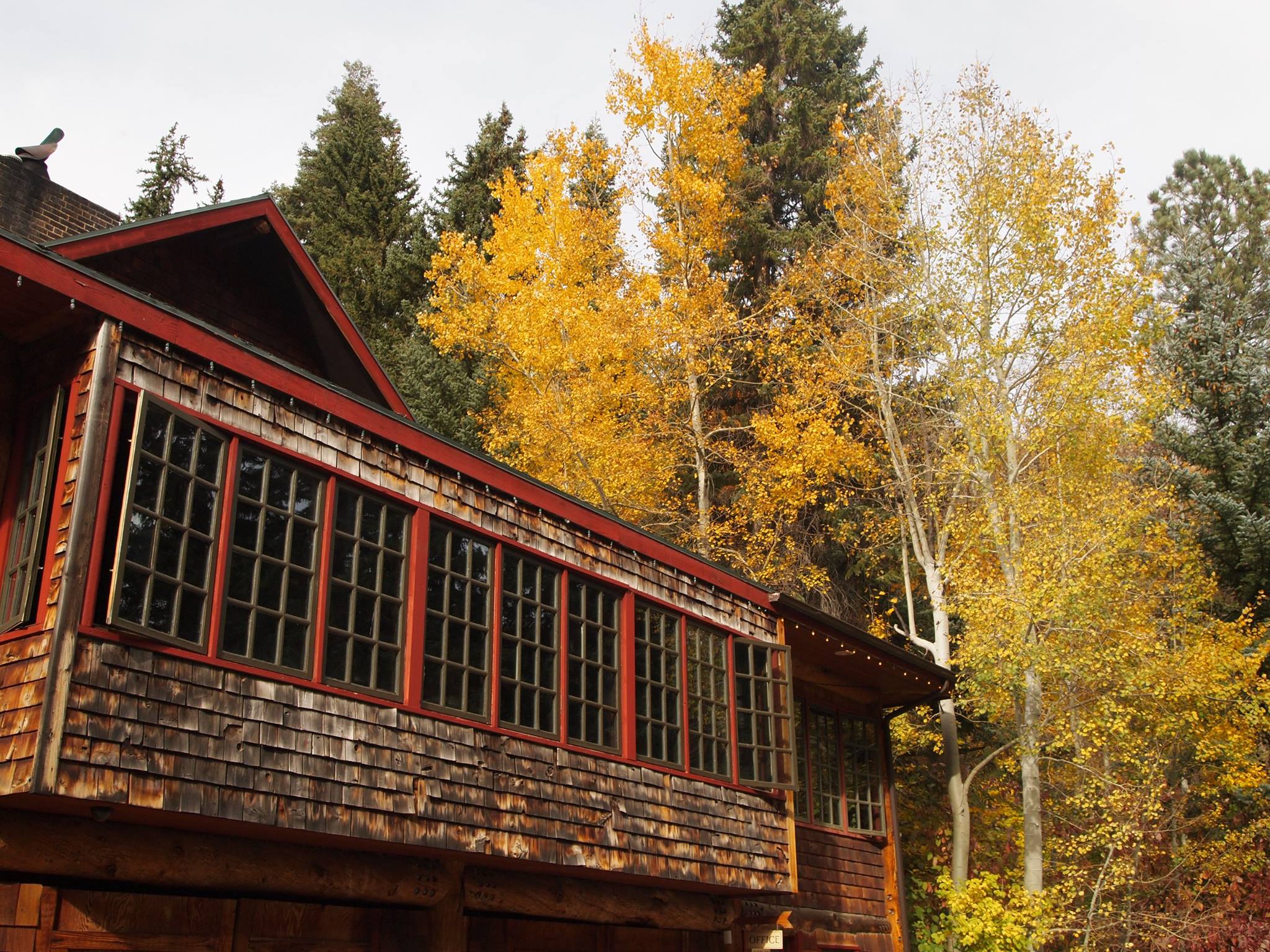 Log Haven in the fall with beautiful changing leaves.