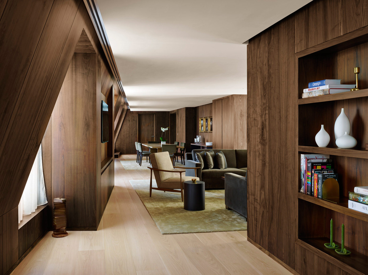 The Penthouse offers a spacious layout including a library.