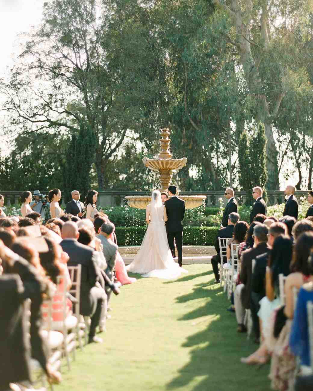 Wedding ceremony by the fountain.