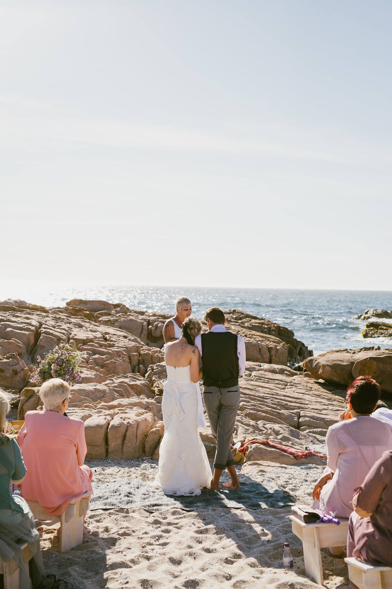 Wedding ceremony with ocean view.