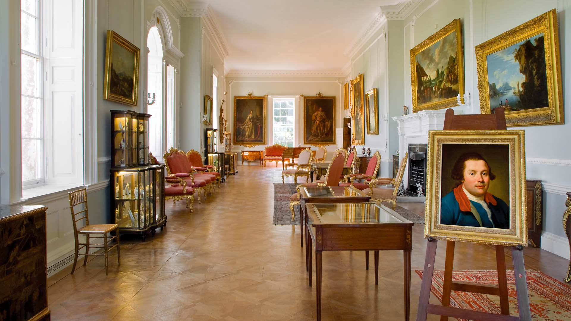 When Firle was converted to a Georgian house, it was gradually filled with an accumulation of works of art from Highmeadow in Gloucestershire, and the family London townhouse at 16 Arlington Street.