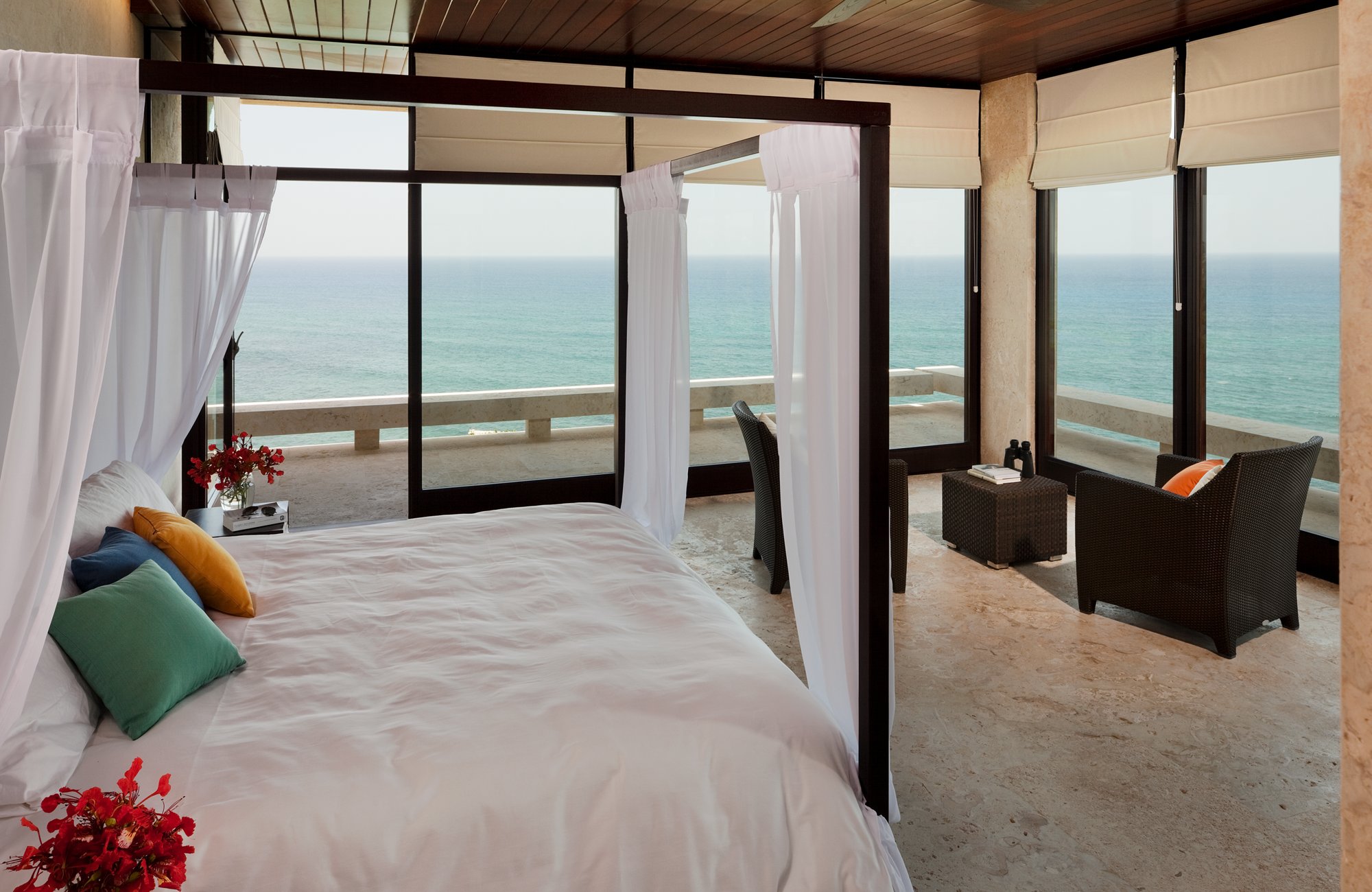 Set on a particularly private oceanfront landscape in a gated community, this is a brilliantly designed contemporary villa that sanctions the Caribbean sunlight and breezes to flow through the open spaces.