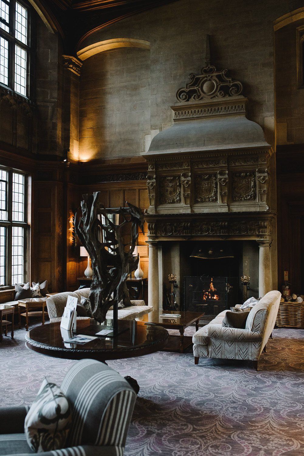 Tall ceilings in the castle add a nice dramatic touch to the space,