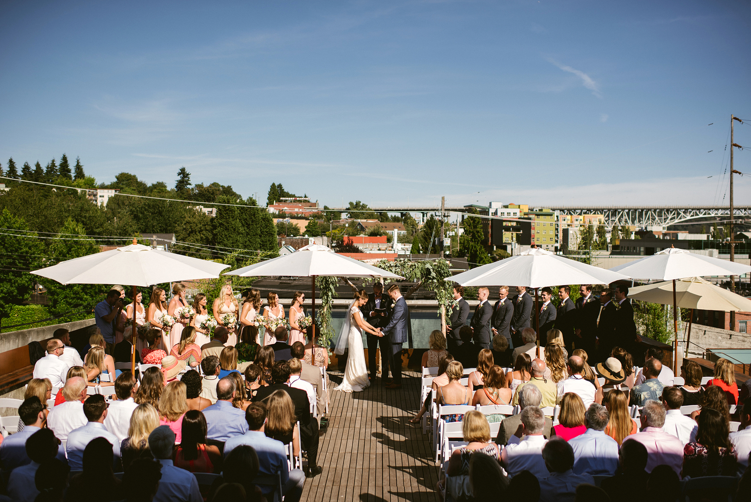 Have your wedding, reception or meeting in our sky-lit penthouse and spacious rooftop terrace with sweeping views of North Seattle.