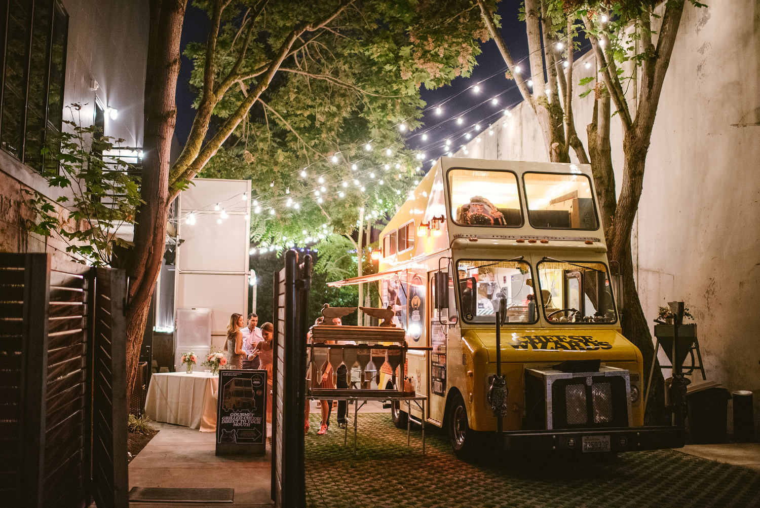 Late night food truck in the courtyard.