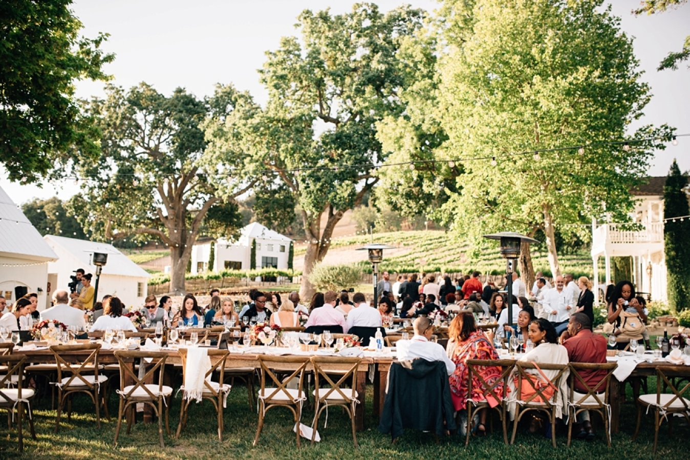 A vineyard style dinner party venue.