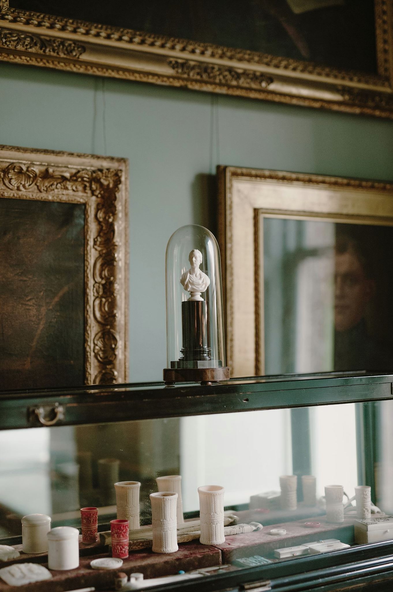 Antique collections around the property.