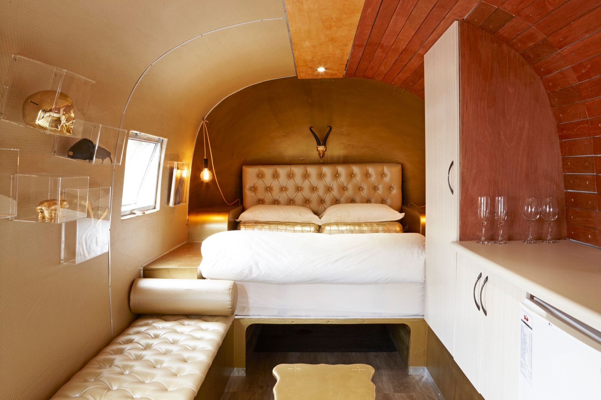 Each Airstream trailer has a queen-size bed, wet room with a shower, and modern comforts like TV, aircon and fridges.
