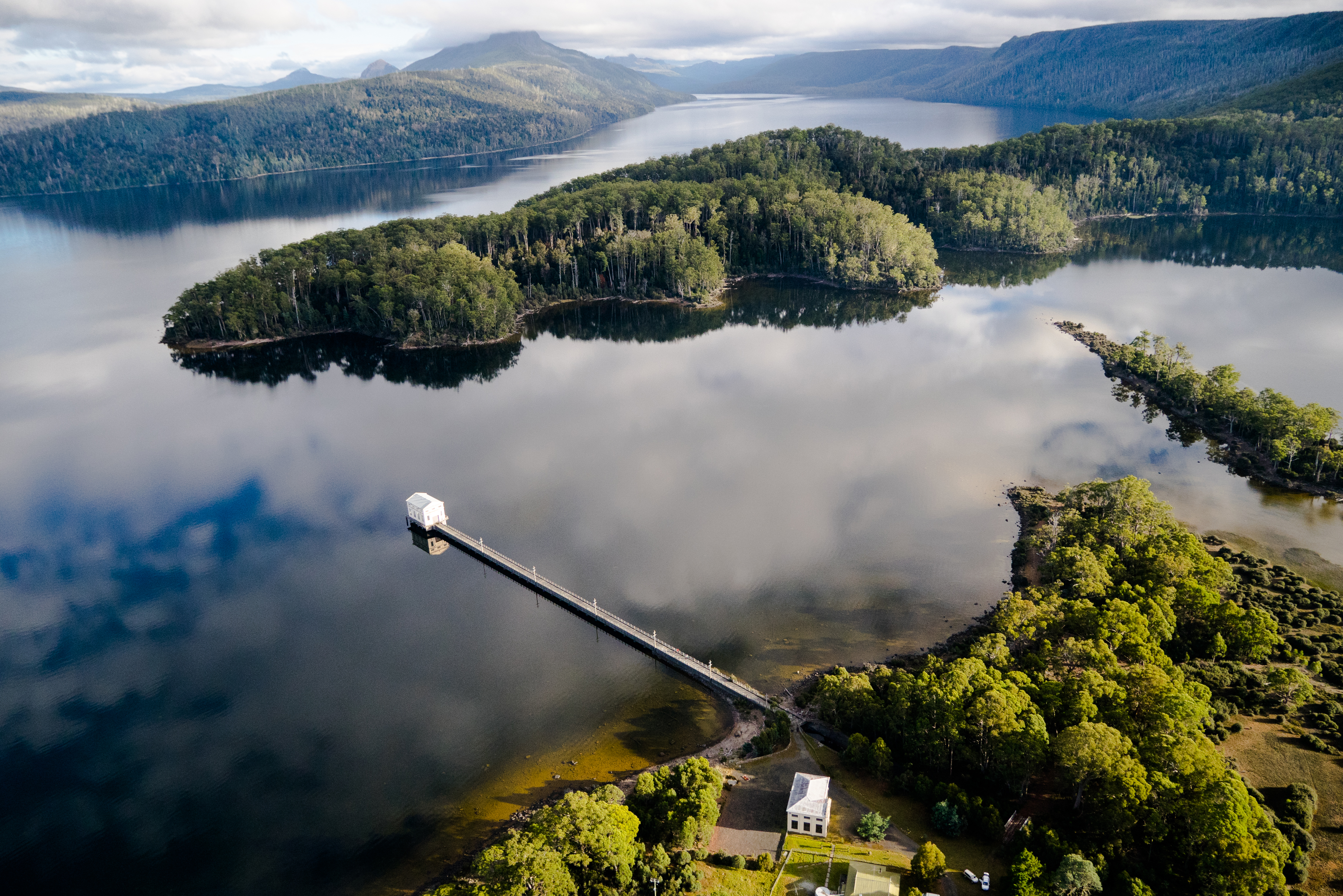 Historic Pumphouse Point on the lake.