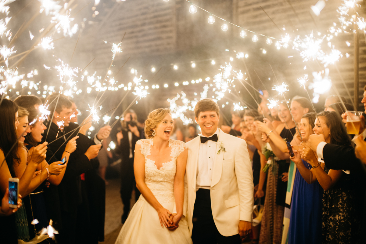 A sparkler exit from The Fearrington Barn