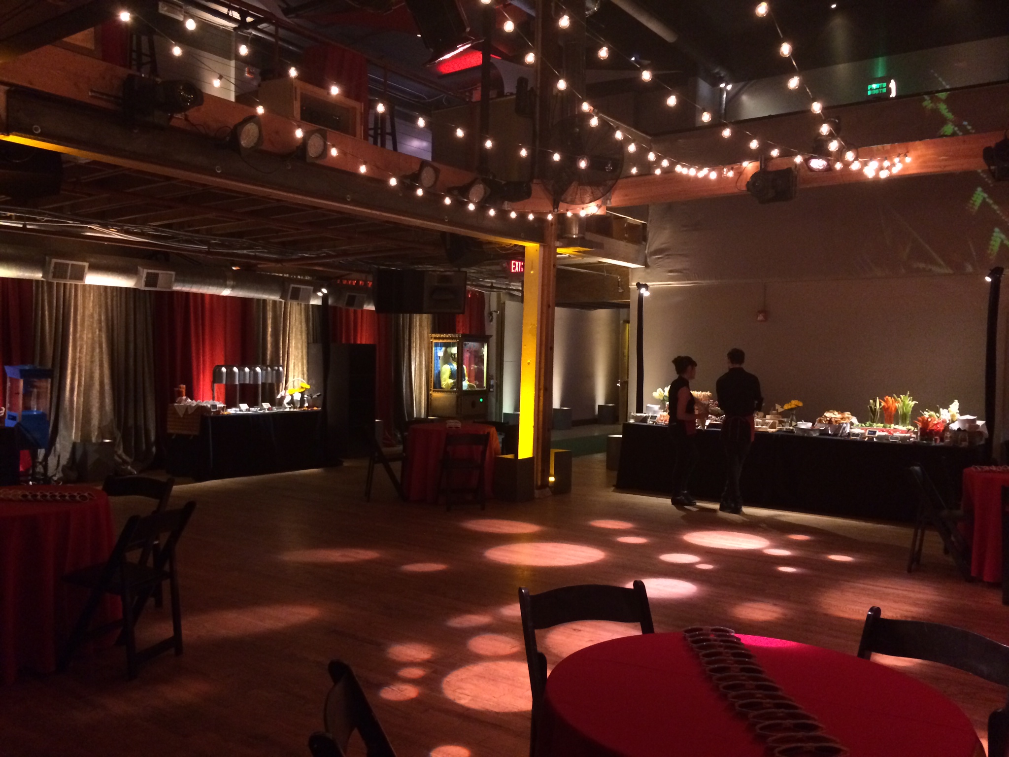 Our space comes fully equipped with video and sound equipment, however decorative lights, furniture, and catering would need to be brought in, which we are happy to help facilitate.