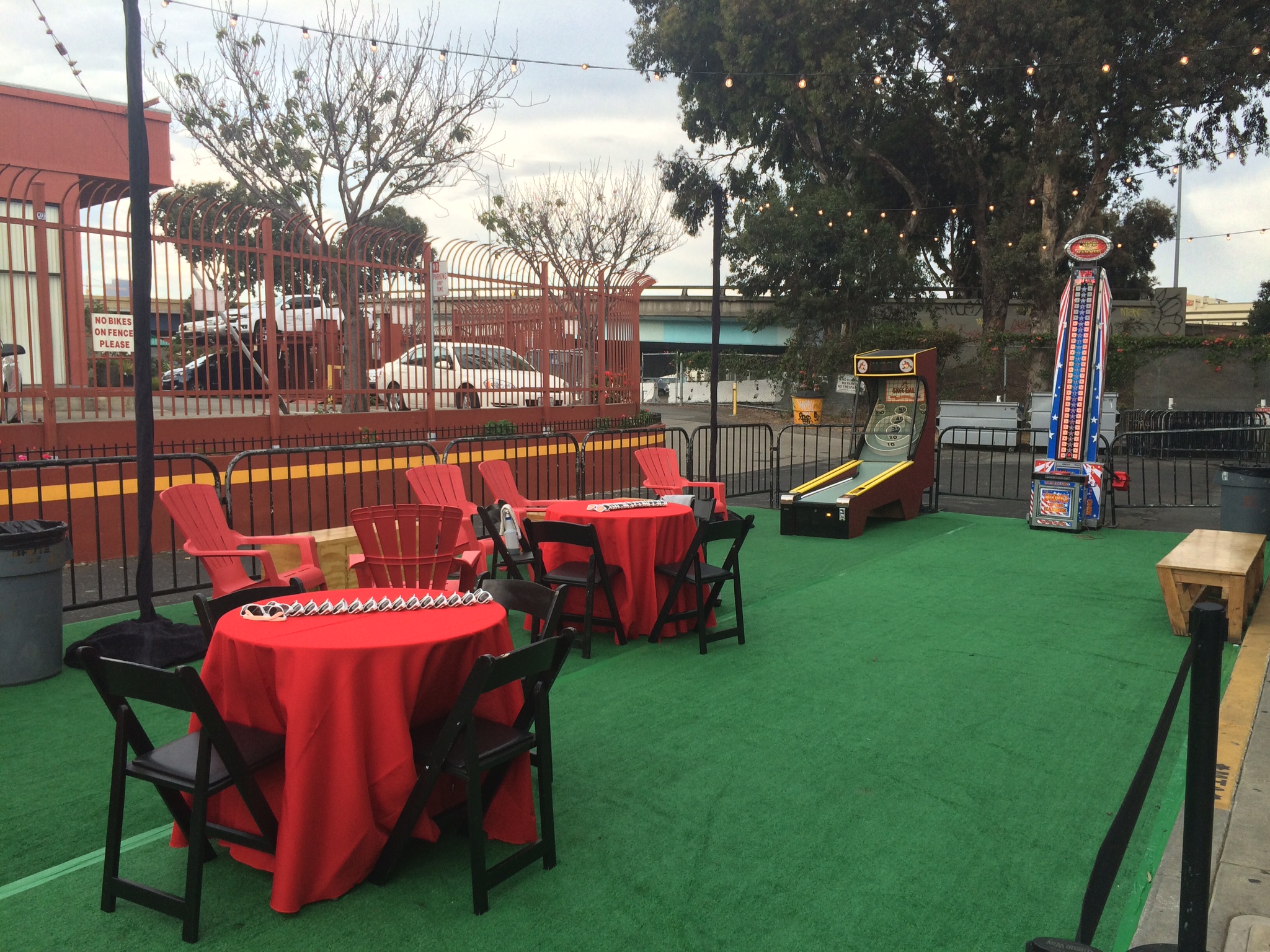 Outdoor area can be created for indoor/outdoor parties.