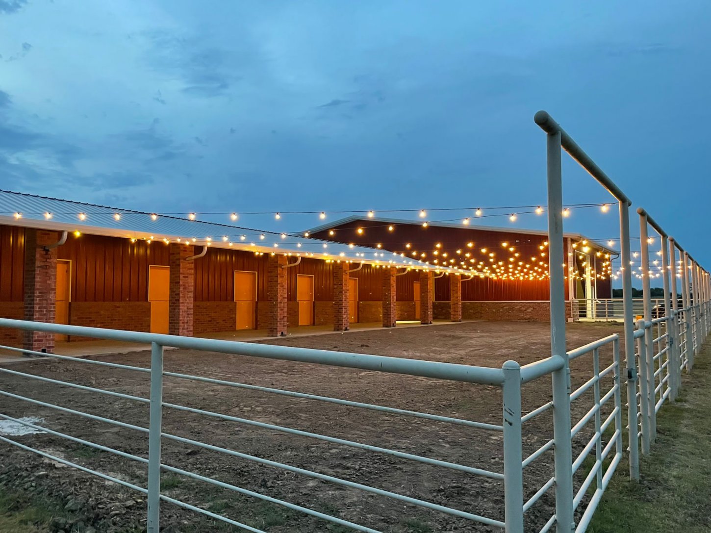Cocktail area under warm string lights
