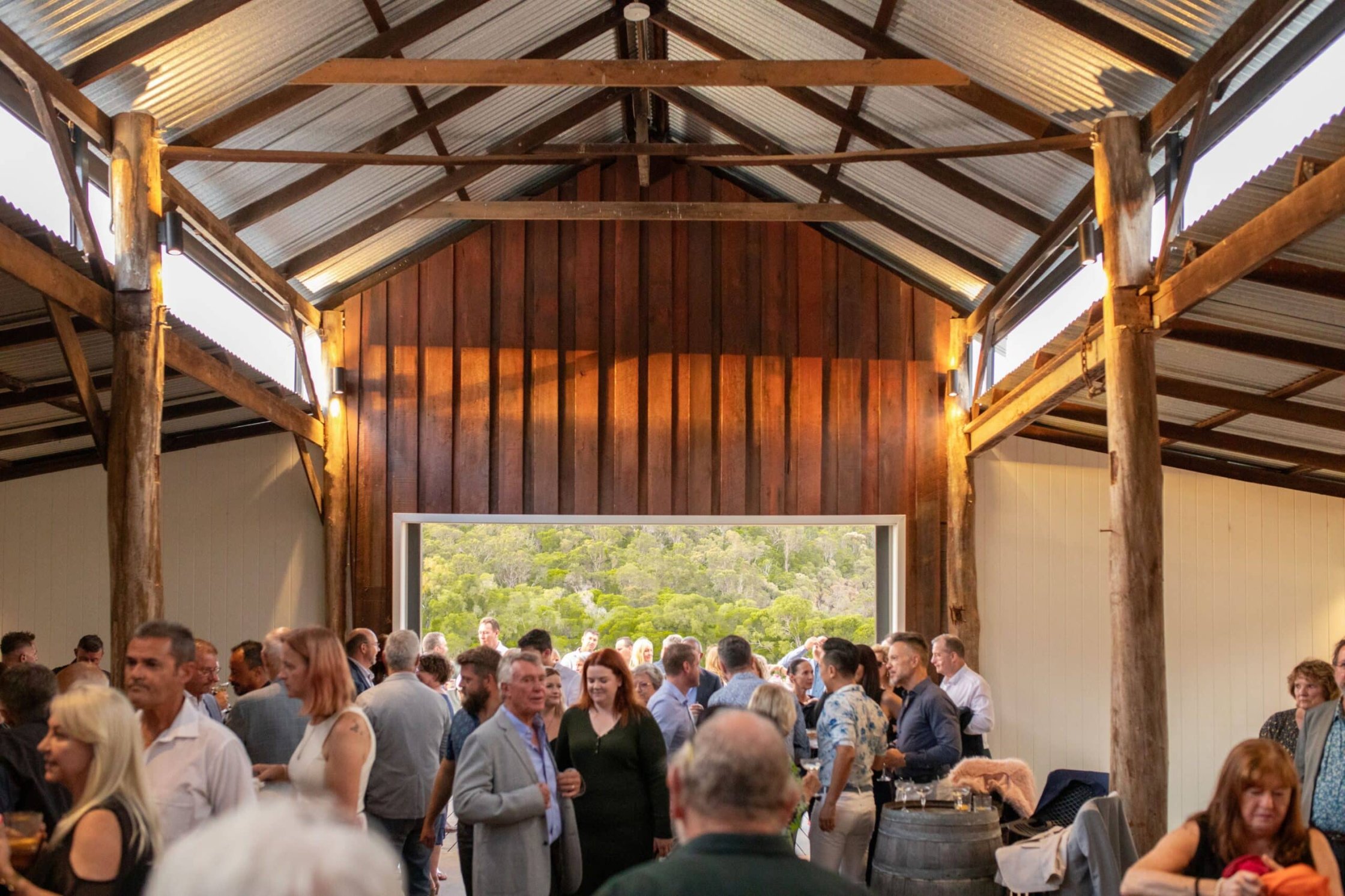 Oldfield’s Barn, with a unique history stretching back over 100 years, serves as a wedding venue or reception location with a capacity for up to 150 guests*. The vintage Barn is framed by jarrah bush poles and features gorgeous traditional sliding barn do