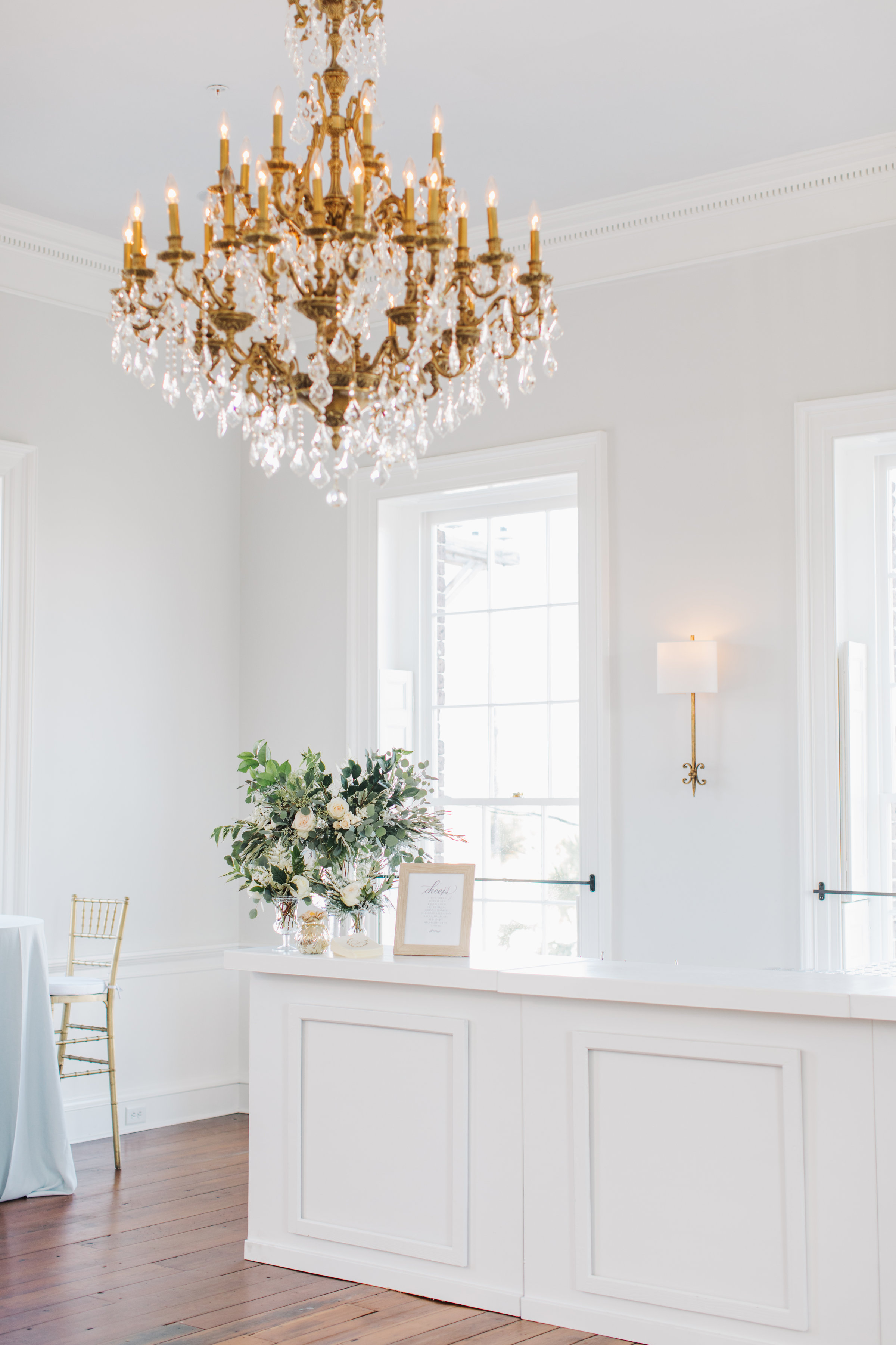 parlor room staged for cocktail hour
