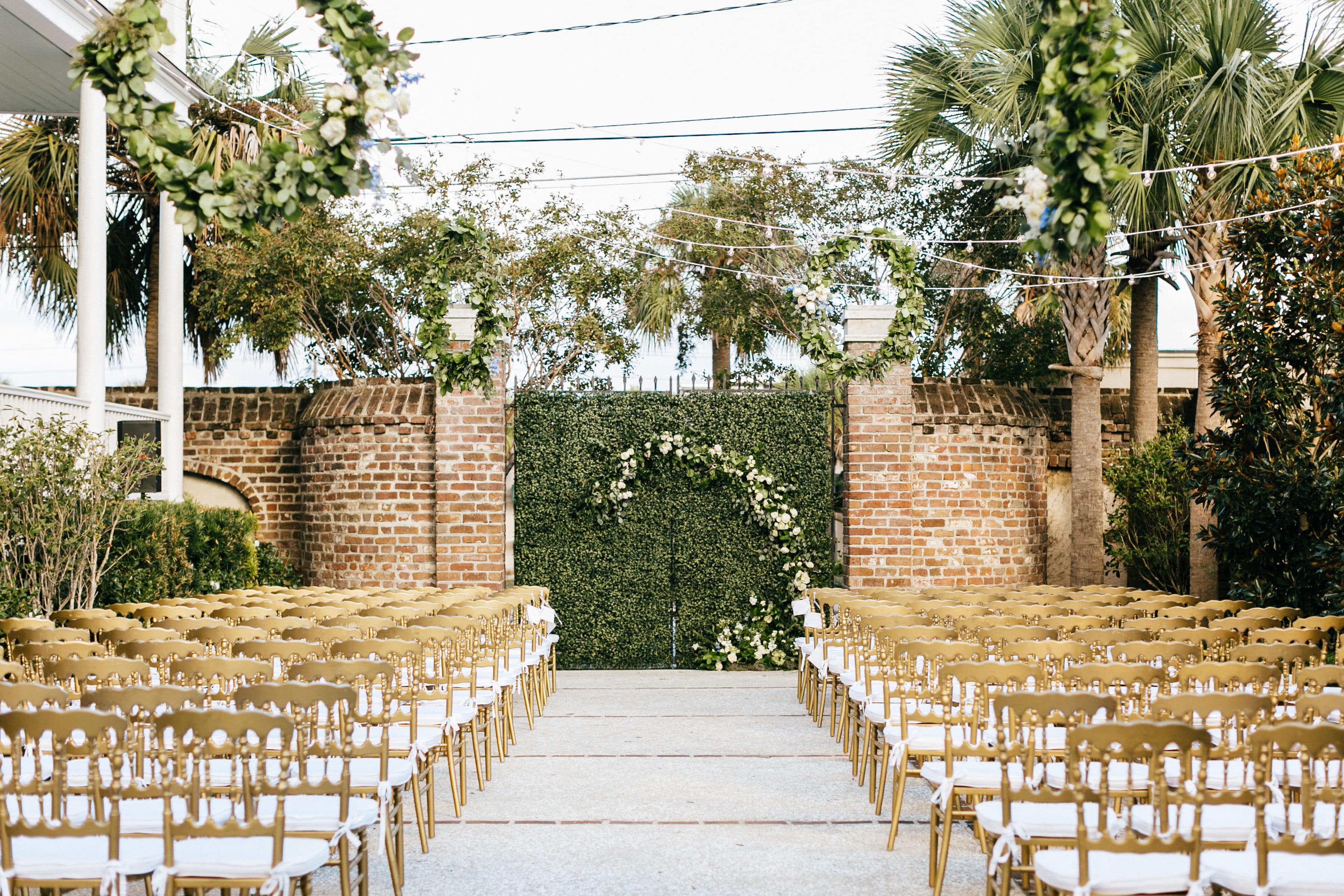 oyster tabby courtyard staged for ceremony